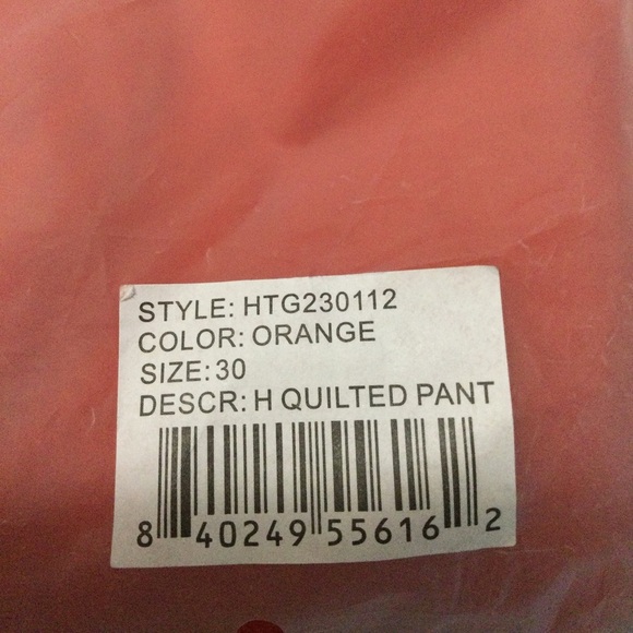 Honor the Gift Men’s Orange H Quilted Pants Size 30 - Picture 11 of 11